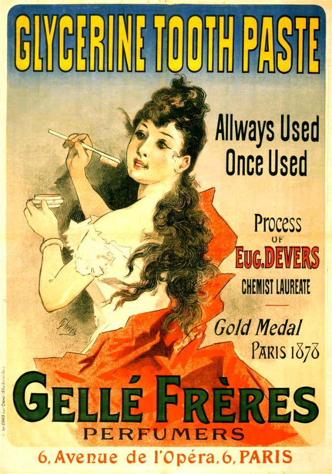 Glycerine tooth paste - Gellé Frères perfumers 6, Avenue de l'Opéra, 6, Paris