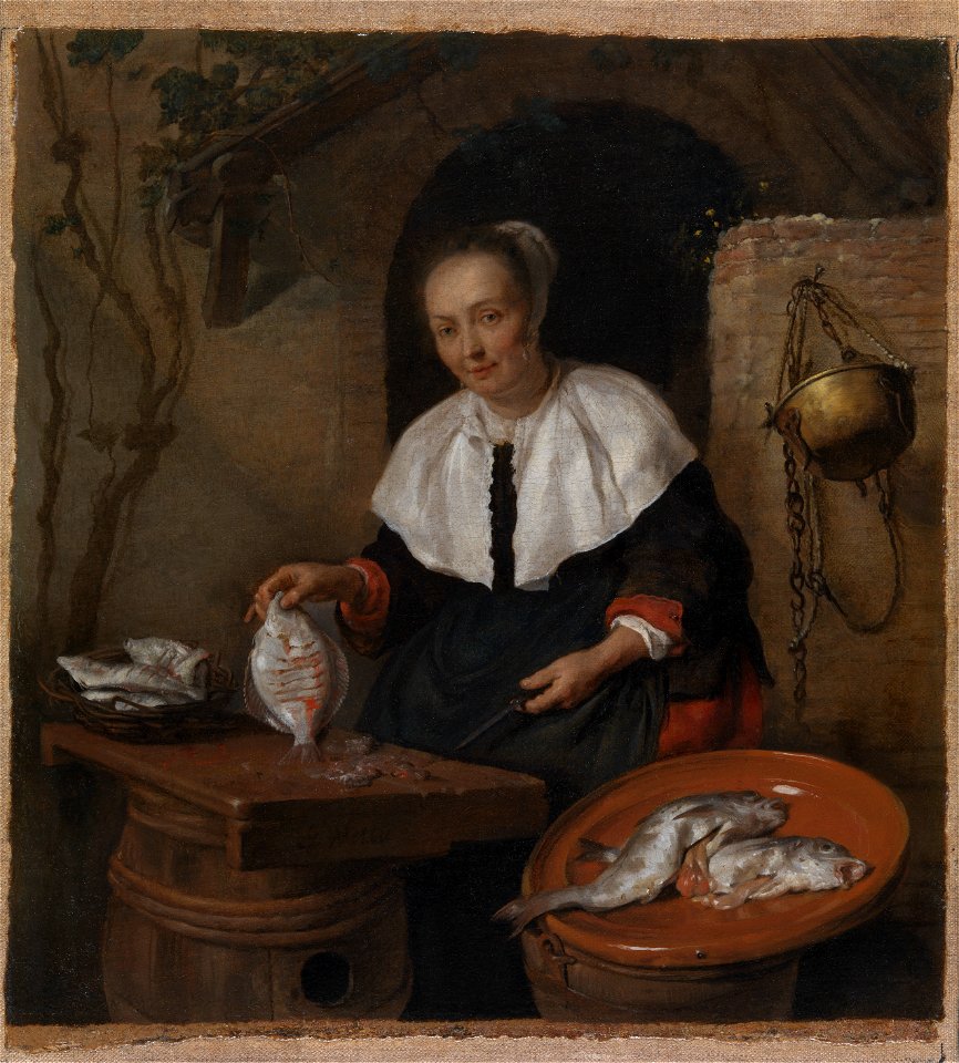GM-100-Gabriel Metsu-A Woman Cleaning Fish