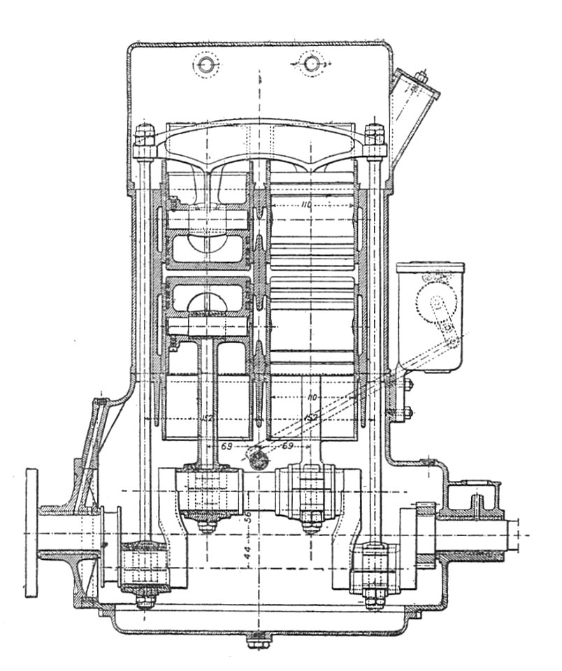 Gobron-Brillié engine, side section (Rankin Kennedy, Modern Engines, Vol III)