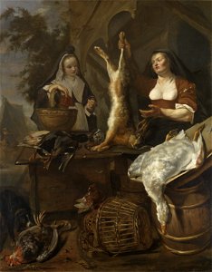 GM-114-Gabriel Metsu-A Woman Selling Game from a Stall