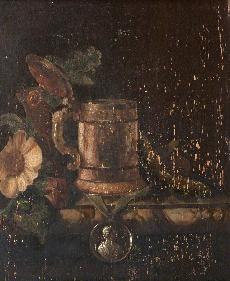 Goddard Dunning (c.1614-c.1678) - Still Life of a Tankard, Flowers and a Medal - 355594 - National Trust