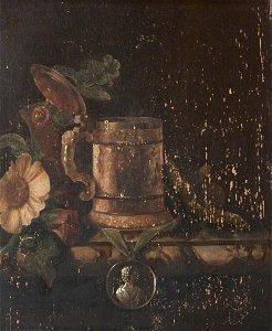 Goddard Dunning (c.1614-c.1678) - Still Life of a Tankard, Flowers and a Medal - 355594 - National Trust