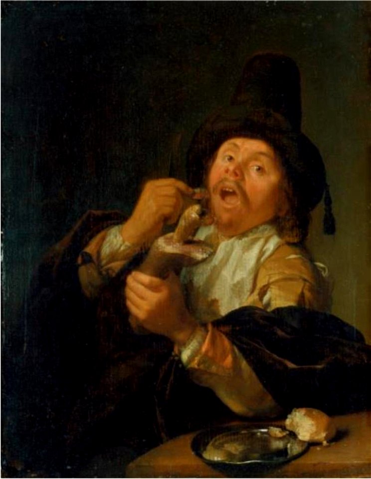 Godefridus Schalcken - Man die ham eet - DO 4574 - National Gallery in Prague