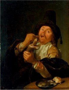 Godefridus Schalcken - Man die ham eet - DO 4574 - National Gallery in Prague