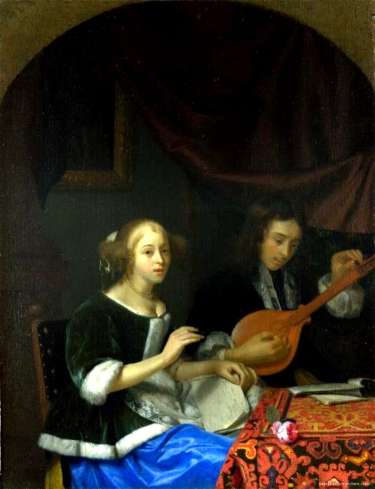 Godefridus Schalcken - Zingende vrouw en een man die een cister stemt - NG998 - National Gallery