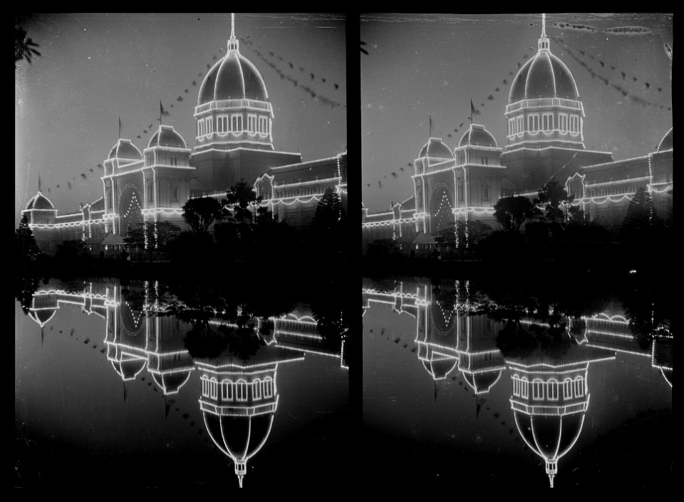 Godfrey H Myers - Federation Celebrations, Illuminated Exhibition Building - Google Art Project