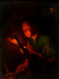 Godfried Schalcken (after) - Boy Blowing on a Firebrand