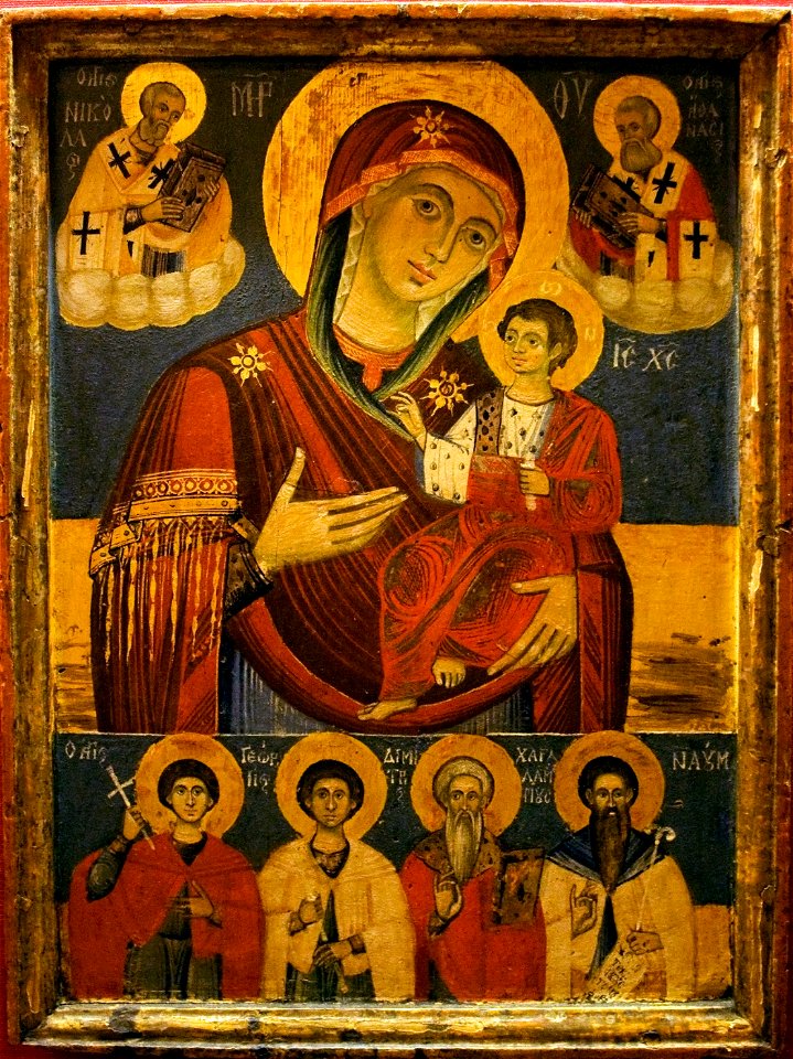 God's mother showing the way with chosen saints