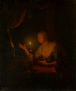 Godfried Schalcken (Made 1643-The Hague 1706) - The Penitent Magdalen by Candlelight - RCIN 402596 - Royal Collection
