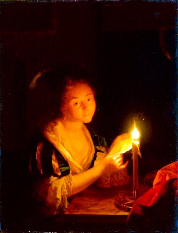 Godefridus Schalcken - Jonge vrouw die een brief leest bij kaarslicht - Gal.-Nr. 1786 - Staatliche Kunstsammlungen Dresden