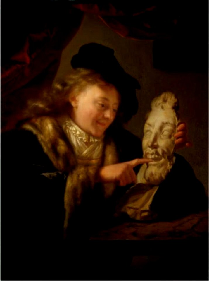 Godefridus Schalcken - Jongen spelend met een stenen of gipsen masker - 322 - Herzog Anton Ulrich Museum