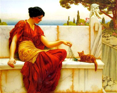 Godward - The Tease - 1901. Free illustration for personal and commercial use.