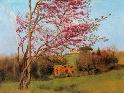 Godward-Landscape Blossoming Red Almond (study)-c. 1912