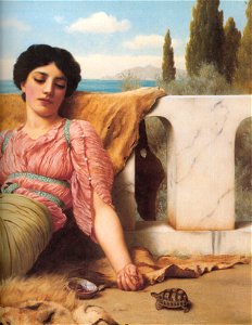 Godward-A Quiet Pet-detail-1906. Free illustration for personal and commercial use.
