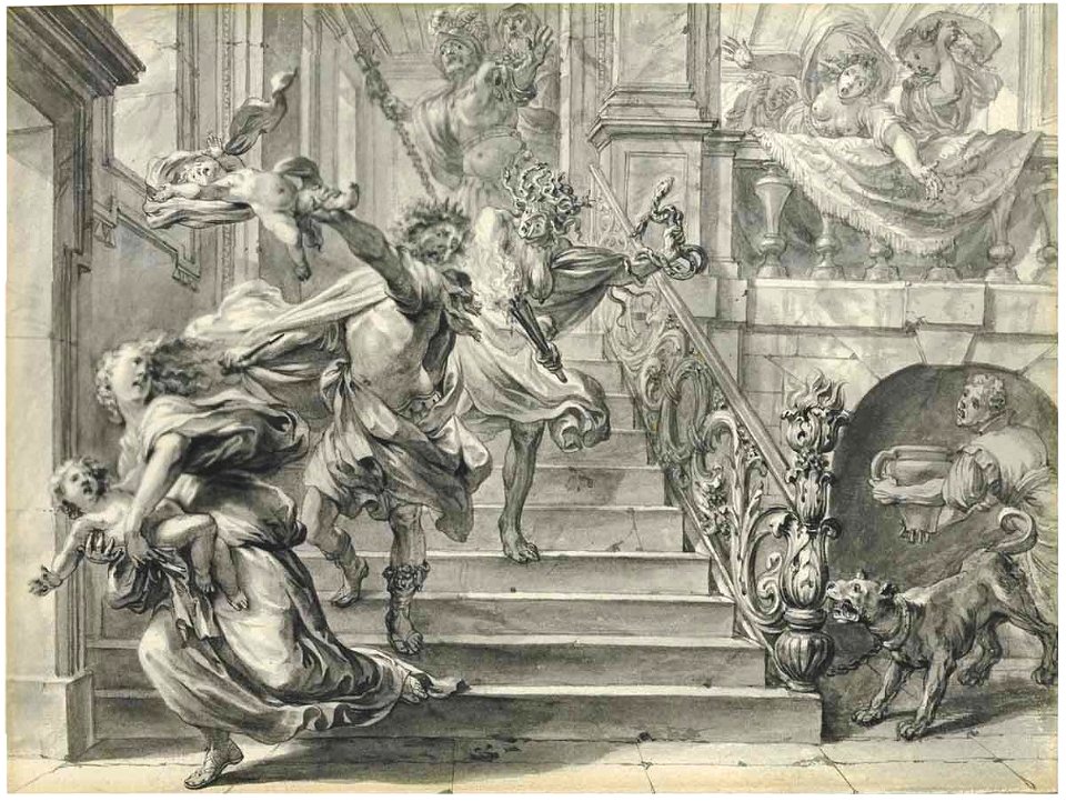 Godfried Maes - Illustrations to the Metamorphoses of Ovid, Athamas tearing apart his Children