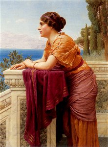 Godward-The Belvedere-1913. Free illustration for personal and commercial use.