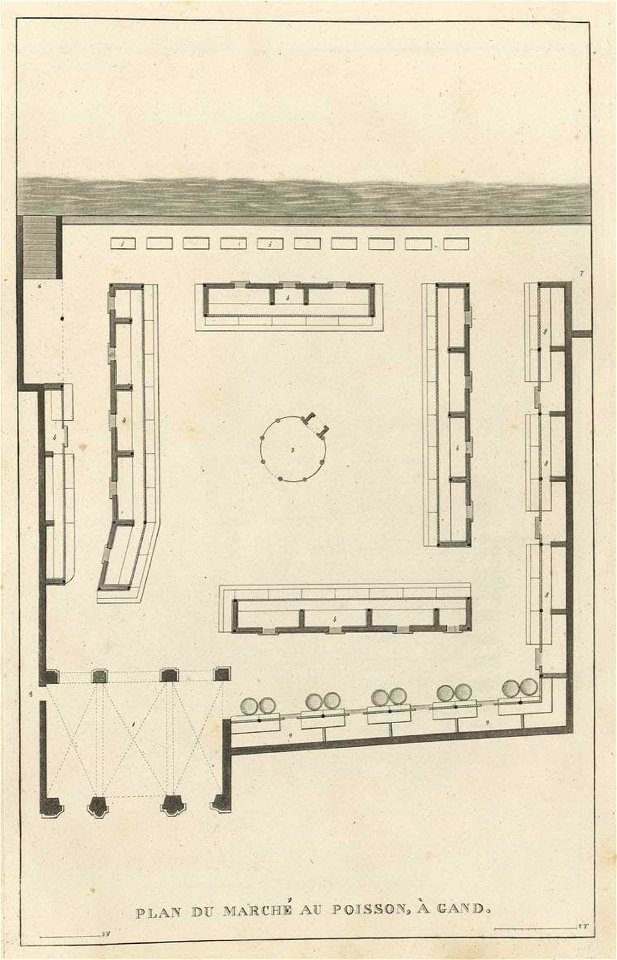 Goetghebuer - 1827 - Choix des monuments - 017 Plan Marché Poisson Gand