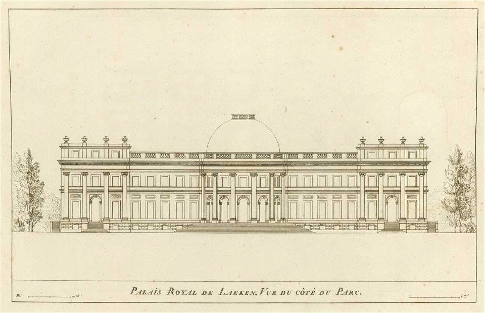 Goetghebuer - 1827 - Choix des monuments - 003 Façade du Palais Royal de Laeken