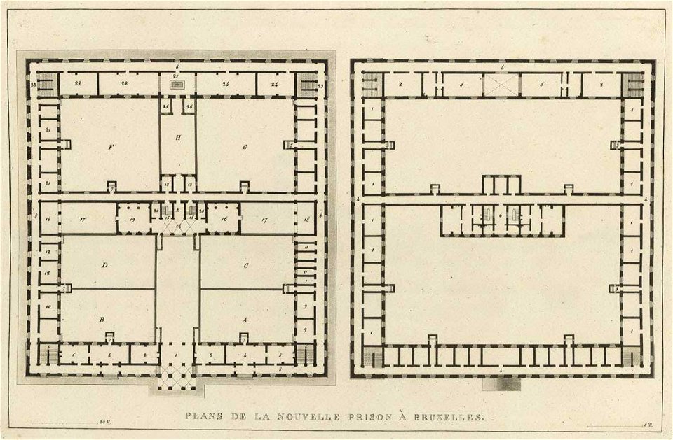 Goetghebuer - 1827 - Choix des monuments - 021 Plans nouvelle prison Bruxelles