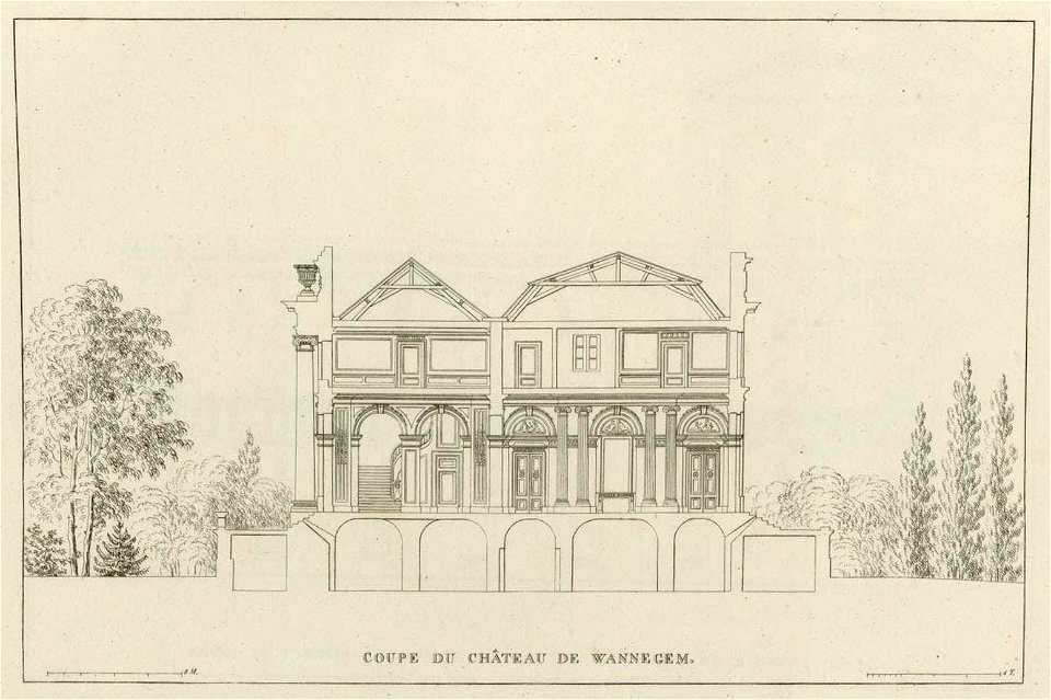 Goetghebuer - 1827 - Choix des monuments - 029 Coupe Chateau de Wannegem Audenarde