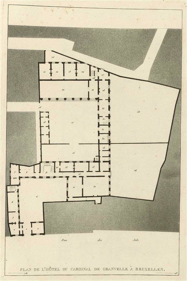 Goetghebuer - 1827 - Choix des monuments - 031 Plan Hotel Cardinal Granvelle Bruxelles
