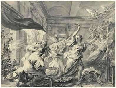 Godfried Maes - Illustrations to the Metamorphoses of Ovid, Alcithoe's Sisters transformed into Bats