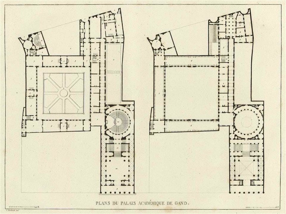 Goetghebuer - 1827 - Choix des monuments - 118 Plans Palais Academique Gand
