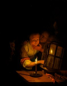 Godfried Schalcken - Lovers by Lantern-light 055L18036 9XBVB