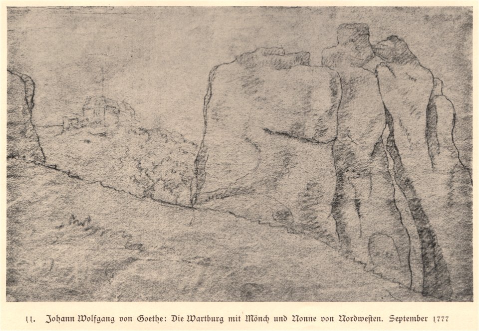 GOETHE(1777) Die Wartburg mit Mönch und Nonne