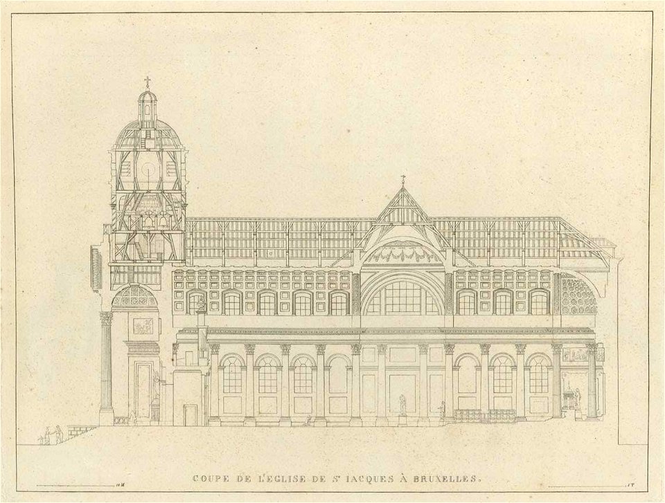 Goetghebuer - 1827 - Choix des monuments - 010 Coupe Eglise Saint Jacques Bruxelles