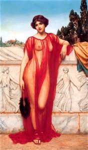 John William Godward - Athenais - 1908. Free illustration for personal and commercial use.