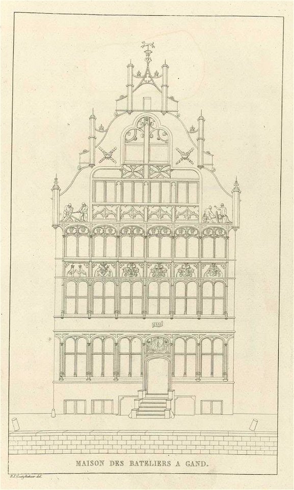 Goetghebuer - 1827 - Choix des monuments - 004 Maison des Bateliers Gand