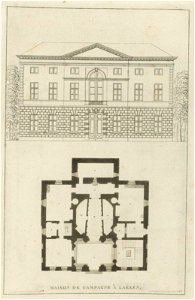 Goetghebuer - 1827 - Choix des monuments - 016 Plan et Façade jardin Maison de Campagne Laeken