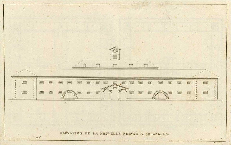 Goetghebuer - 1827 - Choix des monuments - 020 Façade nouvelle prison Bruxelles