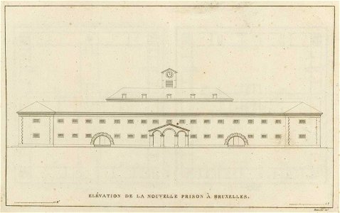 Goetghebuer - 1827 - Choix des monuments - 020 Façade nouvelle prison Bruxelles