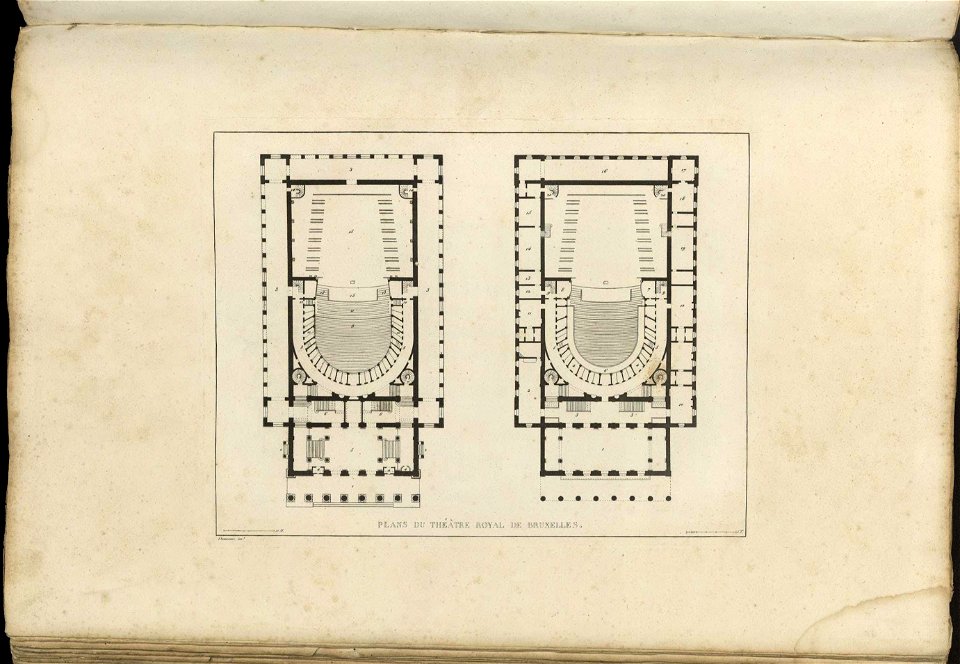 Goetghebuer - 1827 - Choix des monuments - 045 Plans Theatre Royal Bruxelles