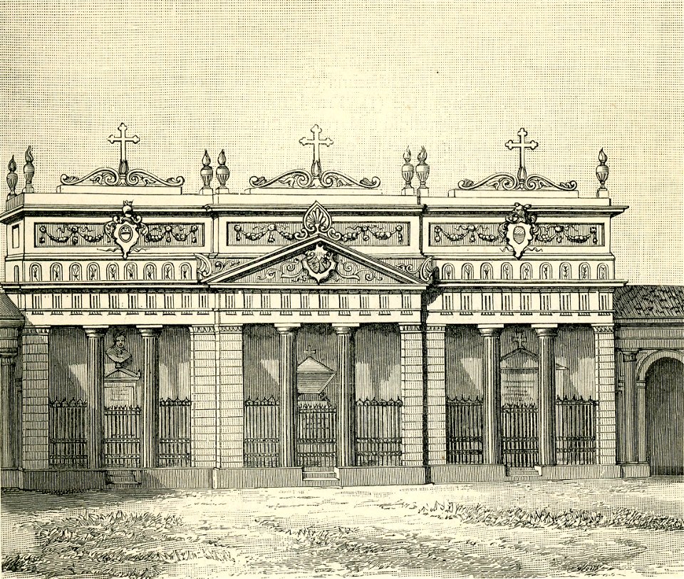 Facciata del corpo di mezzo del cimitero di Castellazzo Bormida