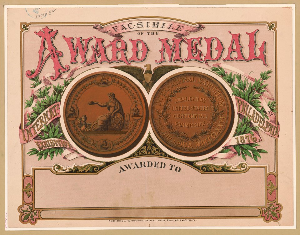Fac-simile of the award medal LCCN2003680986
