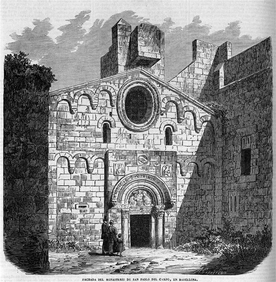 Fachada del monasterio de San Pablo del Campo, en Barcelona, de Ruiz
