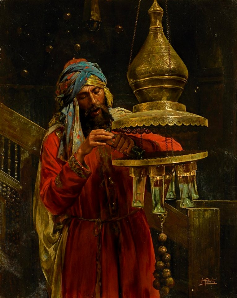 Lighting the Lamp by Antonio Fabrés y Costa