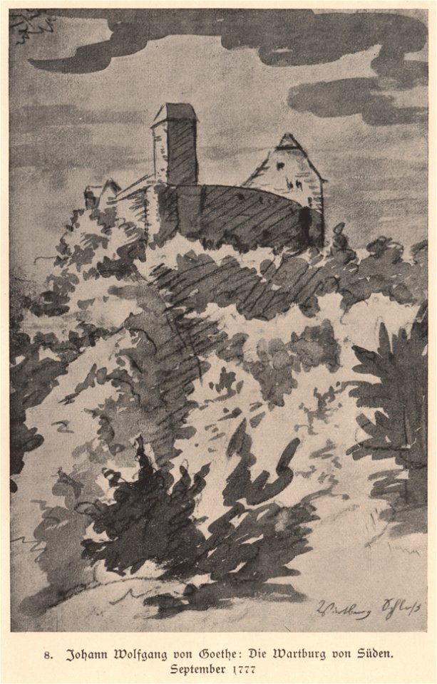 GOETHE(1777) Die Wartburg von Süden