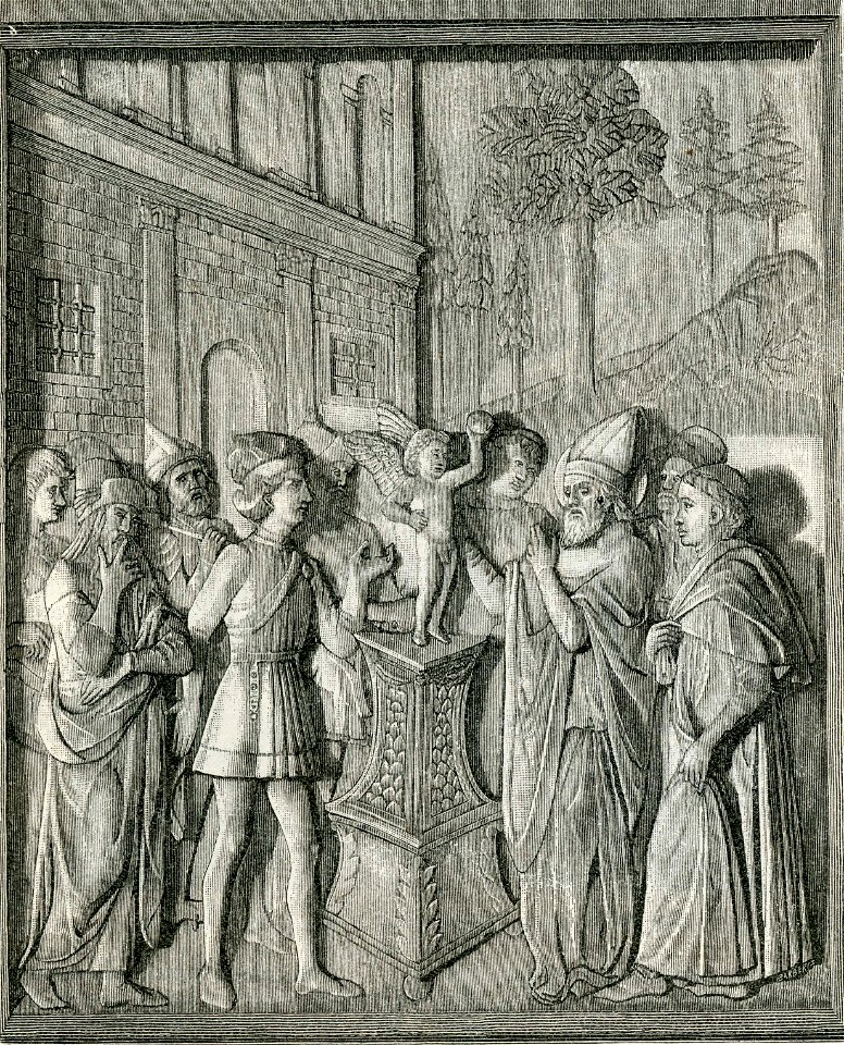 Faenza dettaglio del monumento al vescovo San Savino