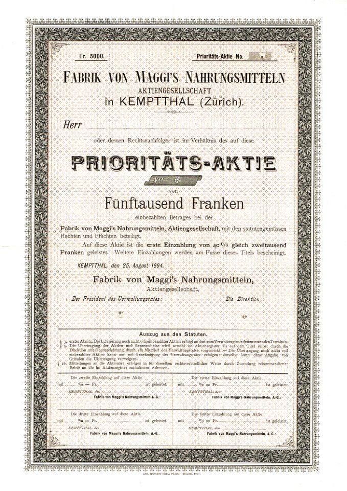 Fabrik von Maggis Nahrungsmitteln 1894