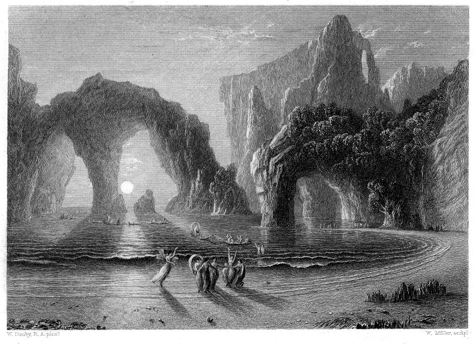 Fairies on the Seashore engraving by William Miller after F Danby