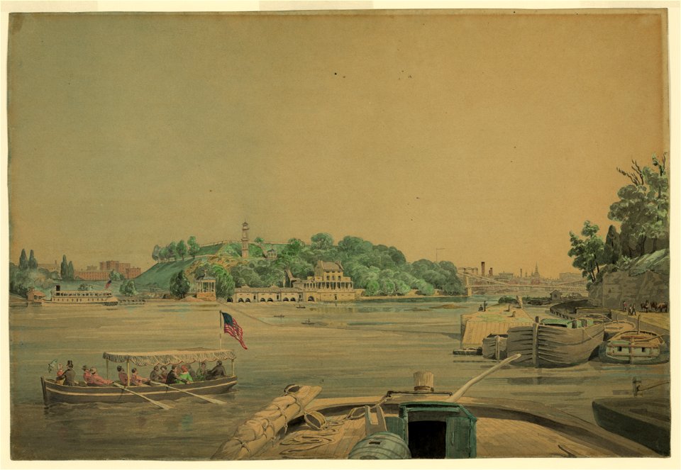 Fairmount (Waterworks on the Schuylkill River, Philadelphia, Pa.) - from nature by J. Queen. LCCN2004661382