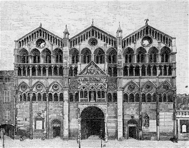 Facciata della Cattedrale di Ferrara (xilografia)