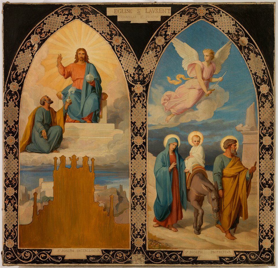 Faivre-Duffer - Esquisse pour l'église saint Laurent , Saint Joseph aux pieds de Jésus Christ - la Fuite en Egypte, - PPP4574 - Musée des Beaux-Arts de la ville de Paris