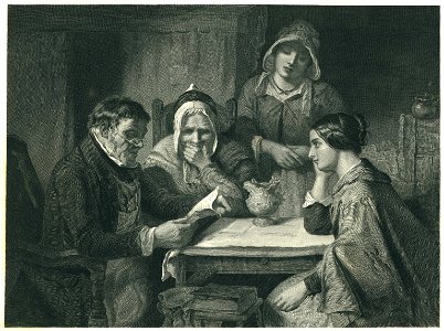 Faed - Lecture de la Bible - Steel Engraving