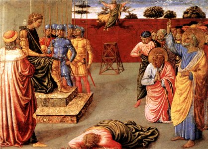 Fall of Simon Magus, Benozzo Gozzoli (1461-1462). Free illustration for personal and commercial use.
