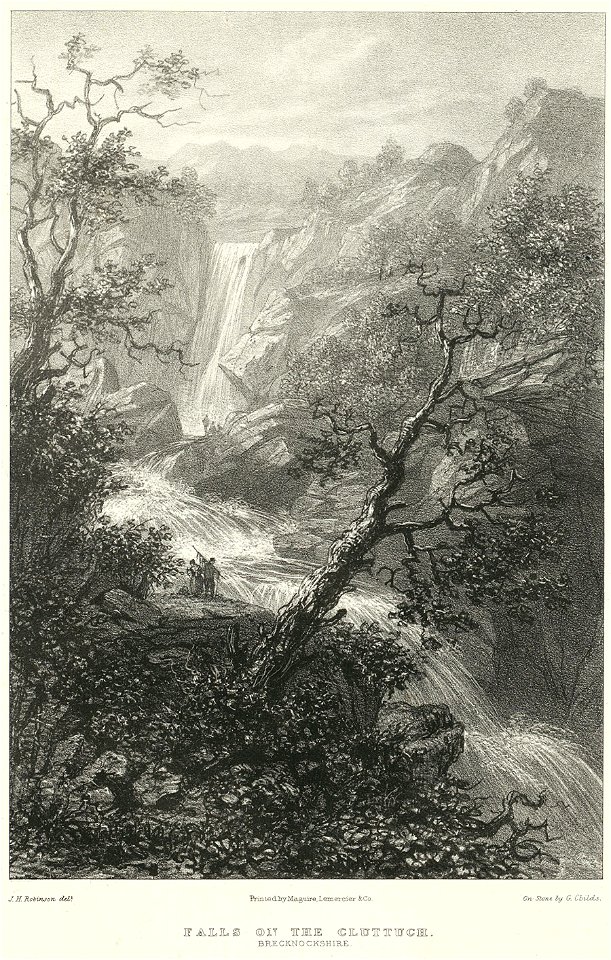Falls On The Cluttuch. Brecknockshire